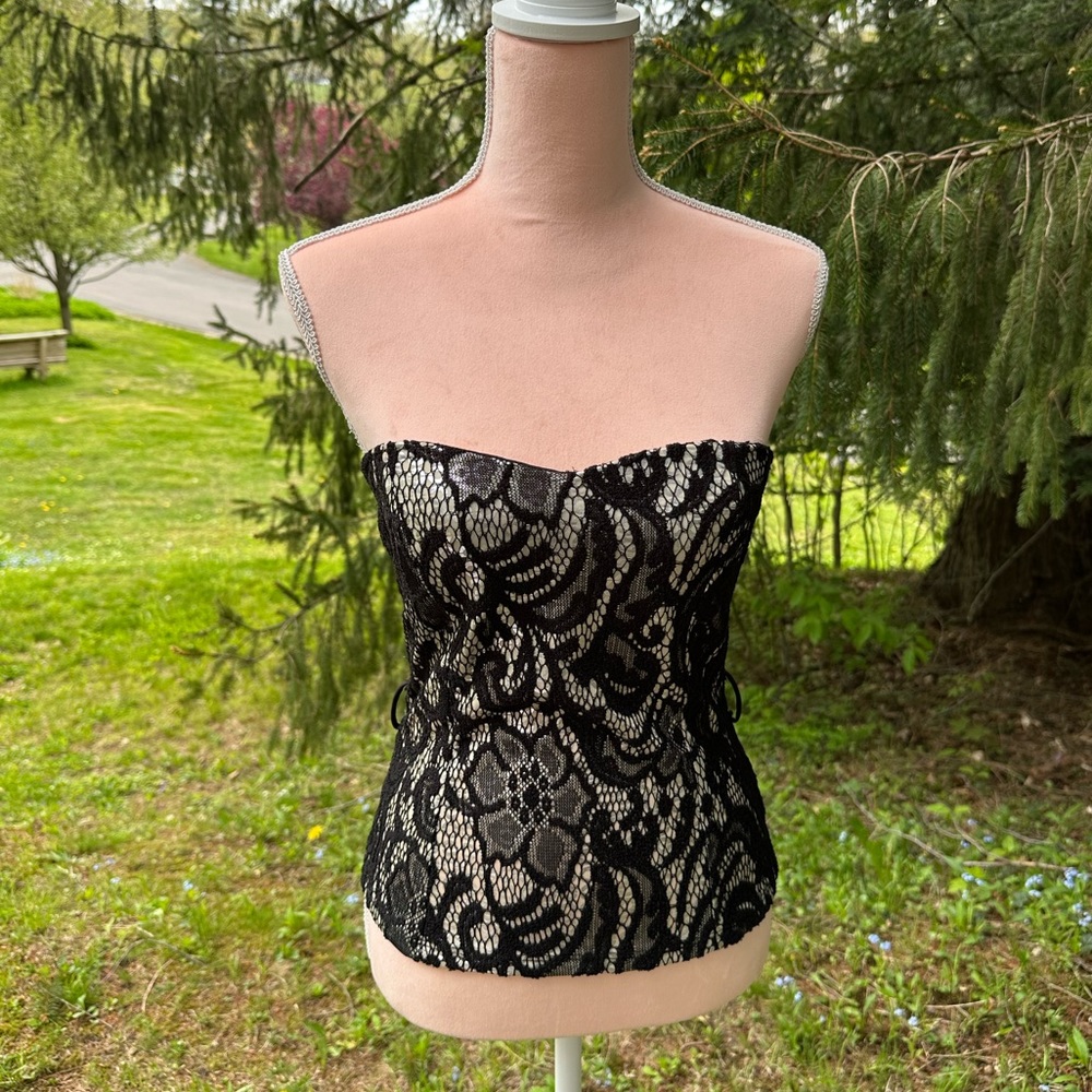 B&W Embroidered Corset Top